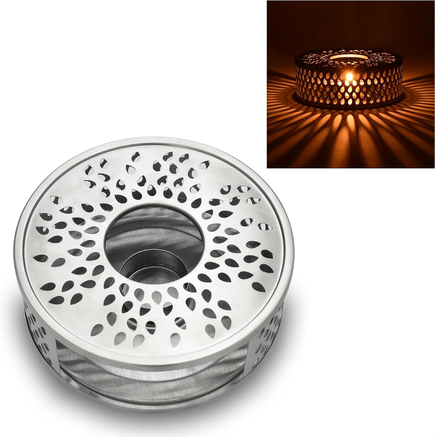 Creano Stainless Steel Tea Warmer with Tea Light Holder - Stable Does Not Rattle - Suitable for All Teapots