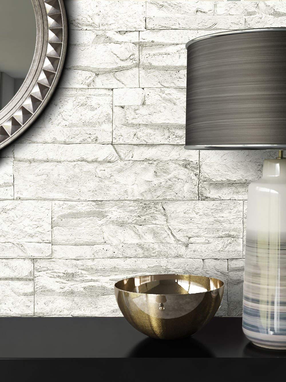 Newroom Design Stone White Non-Woven Wallpaper | Attractive Elegant Wallpaper Stone Wall 3