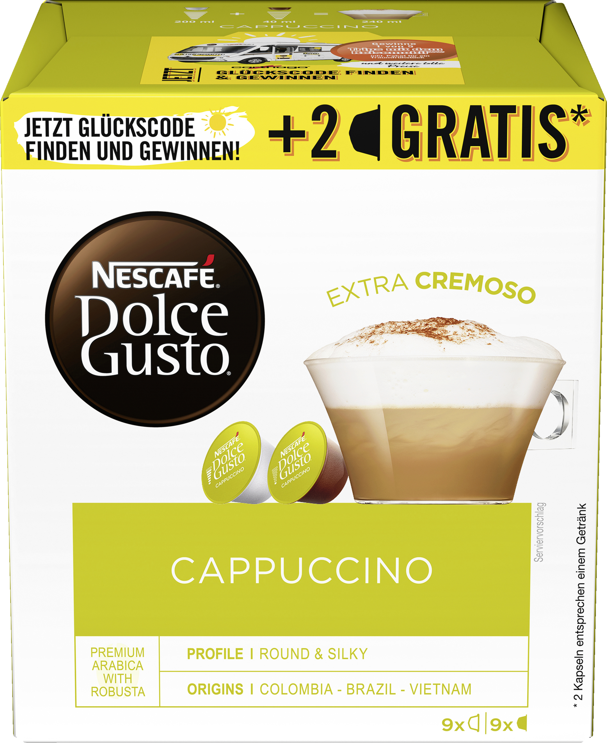 Nescafé Dolce Gusto cappuccino coffee capsules 16+2