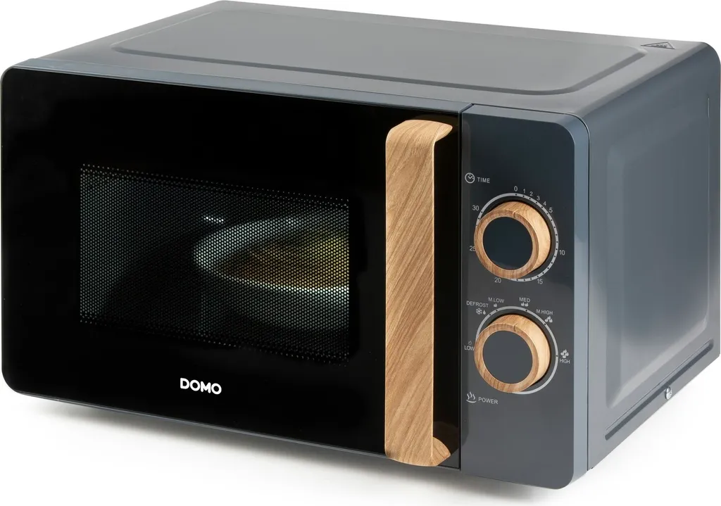 Domo DO3320, countertop, solo microwave, 20 l, 700 W, rotary knob, black, wood