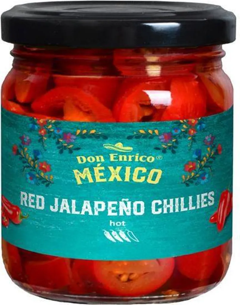 Rila Don Enrico Red Jalapeño Chillies hot 90 G Glas