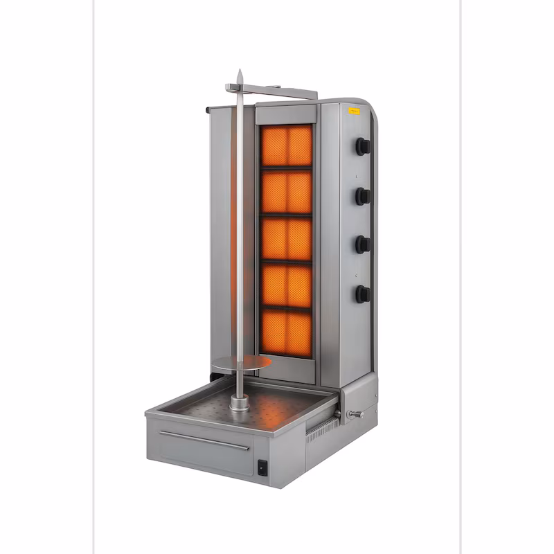 Doner kebab grill - 5 burners - bottom motor - premium version