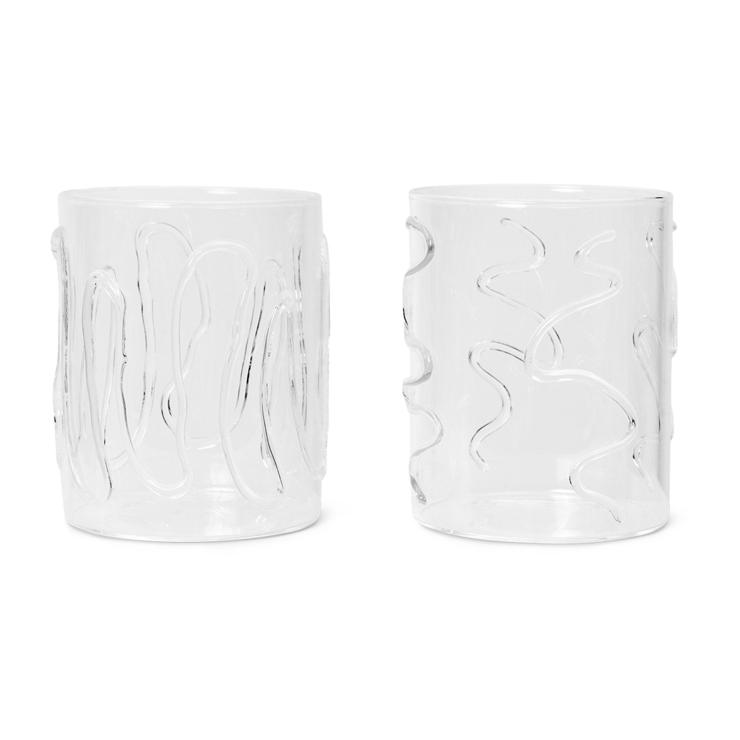 Ferm Living Doodle water glass Tall 2er Pack