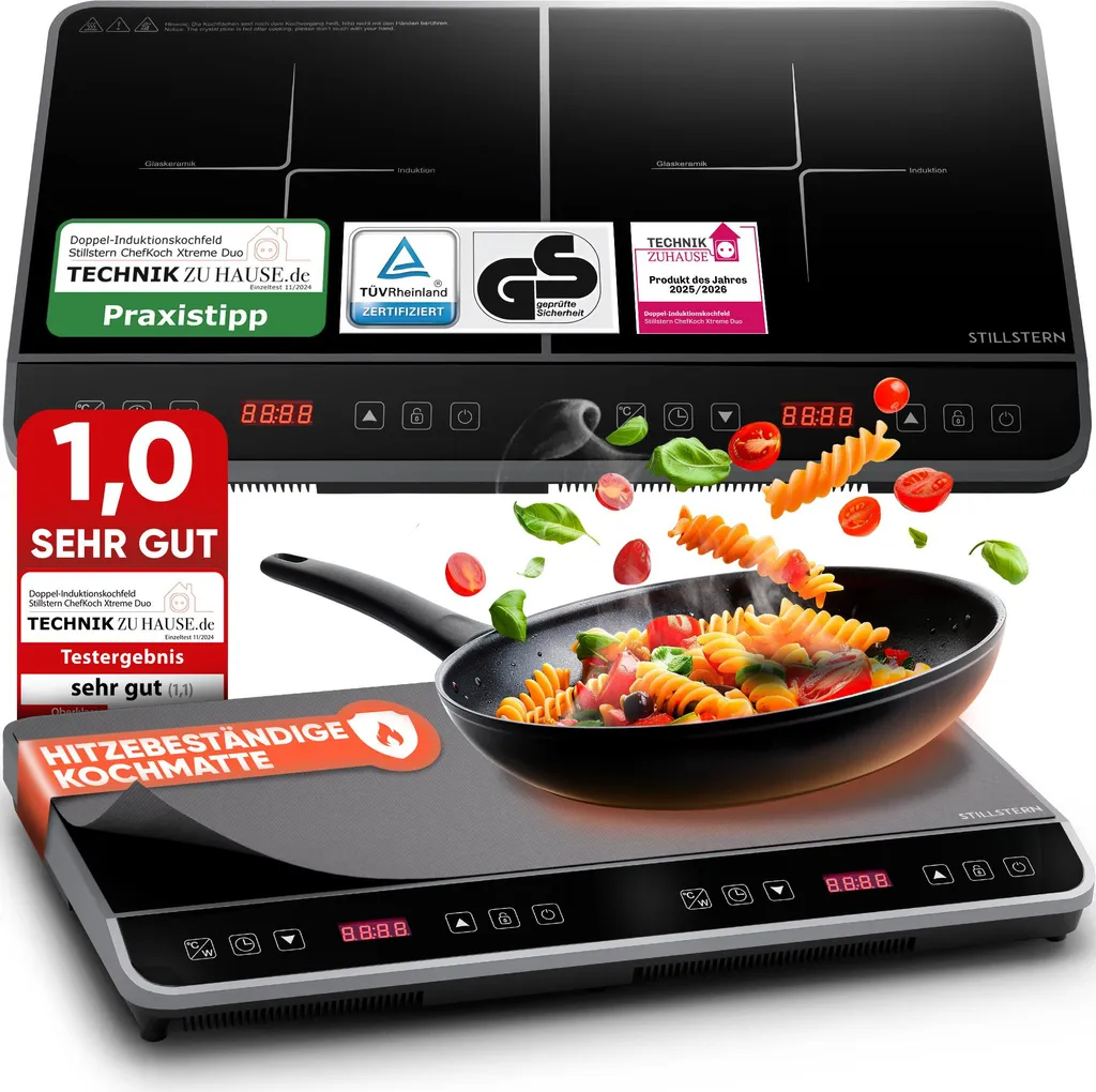 Stillstern Double induction hob, 3600W, 18 power levels, 24-hour timer
