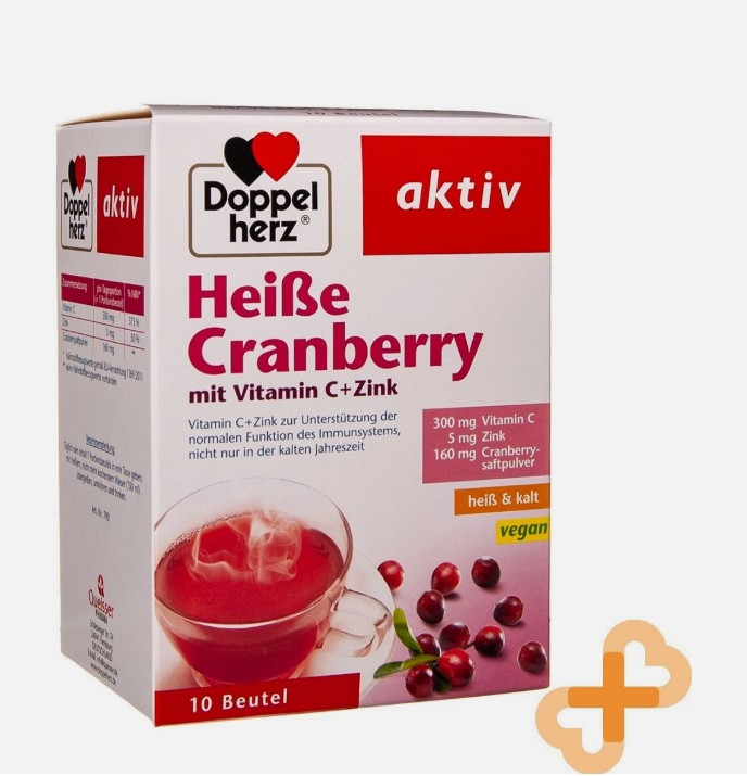 DOPPELHERZ Active Herbal Cranberry Granules in Sachets Vitamin C Zinc 10 Pieces