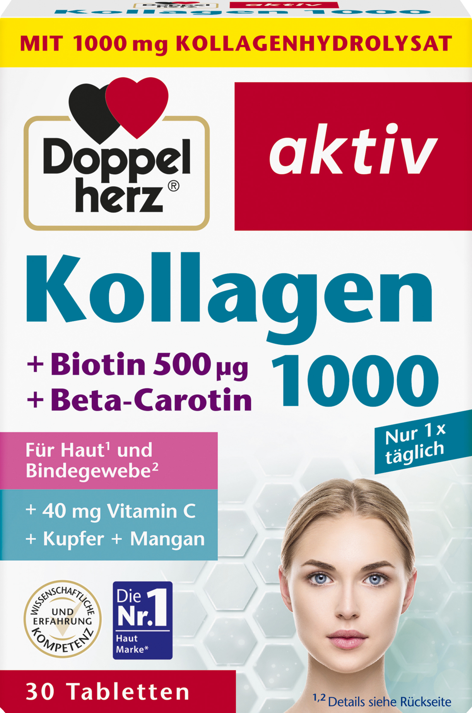 Doppelherz Collagen 1000 + Biotin 500g & Beta-Carotene Tablets 40.8g