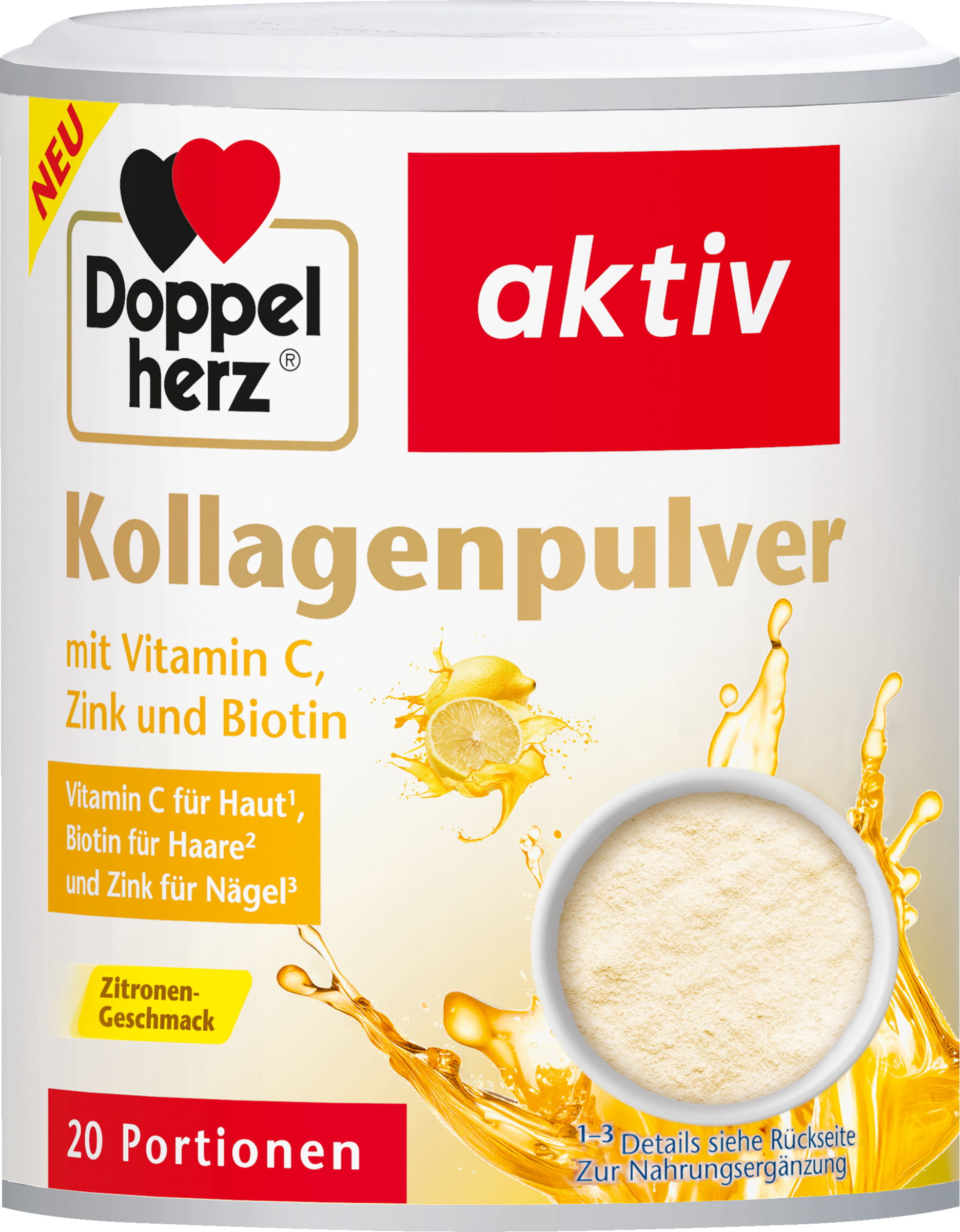 Doppelherz collagen powder with lemon flavor
