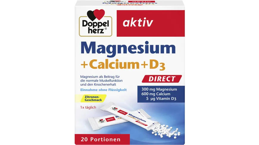 Doppelherz Magnesium + Calcium + D3 Direct 20 servings
