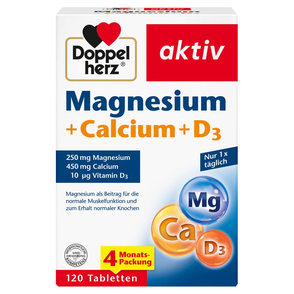 Doppelherz Magnesium + Calcium + D3 120 St