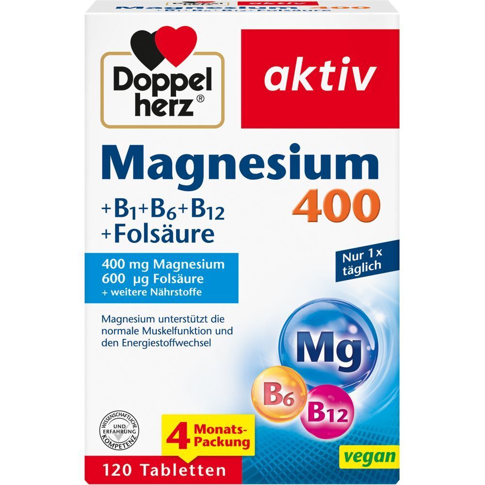 Doppelherz® active Magnesium 400 + B1 + B6 + B12 + Folic Acid Tablets 120 St