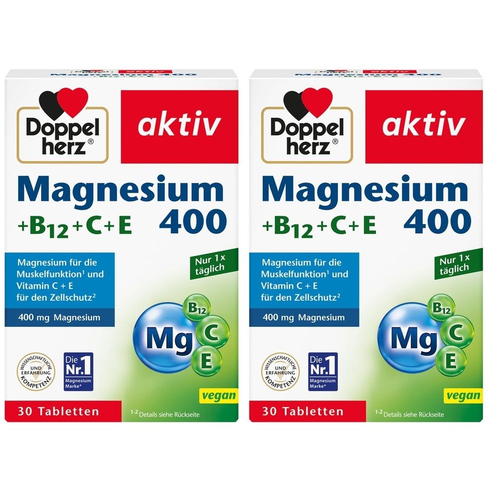Doppelherz® active Magnesium 400 +B12+C+E, 60 capsules
