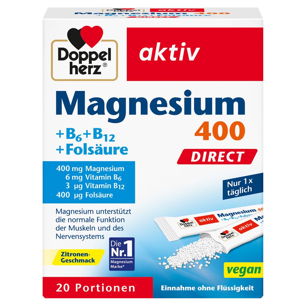 Doppelherz® active magnesium + B6 + B12 DIRECT, 20 capsules