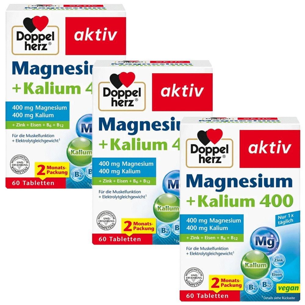 Doppelherz® active Magnesium + Potassium 400 3x60 St