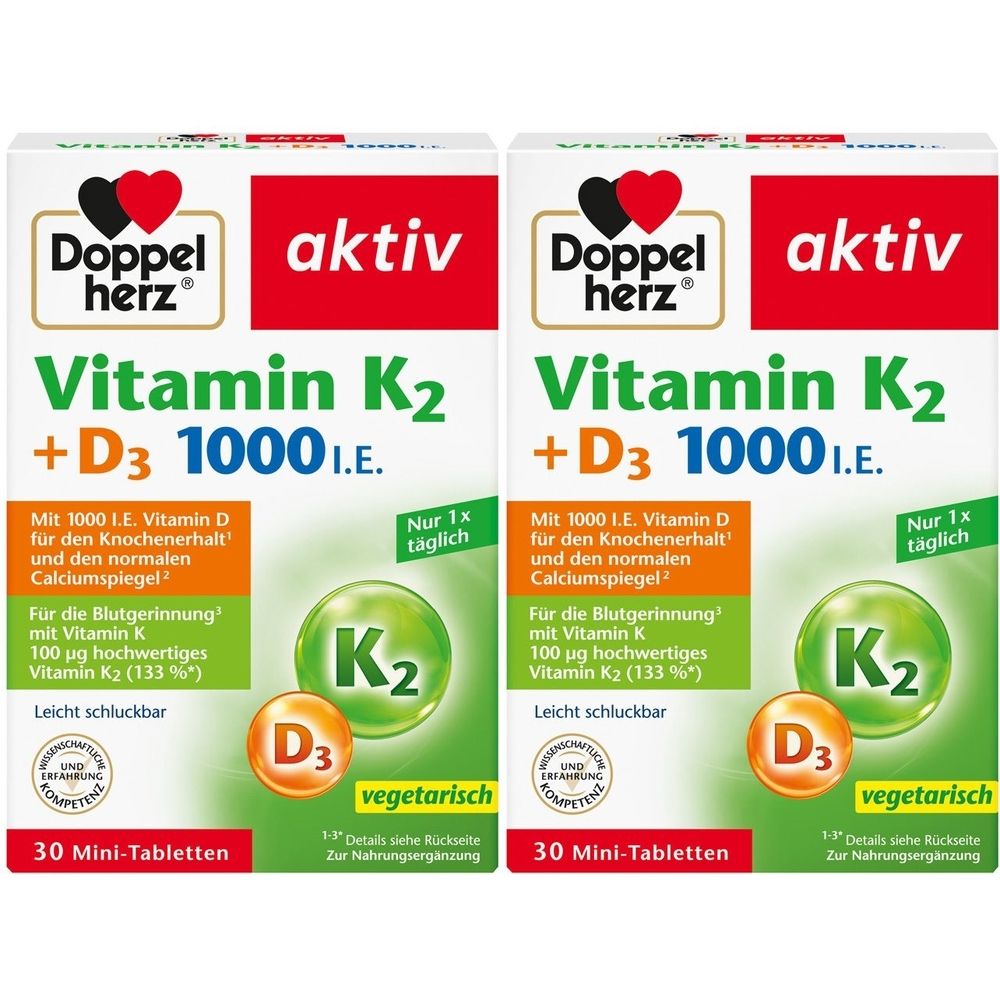 Doppelherz® aktiv Vitamin K2 + D3 1000 I.E., 60 capsules