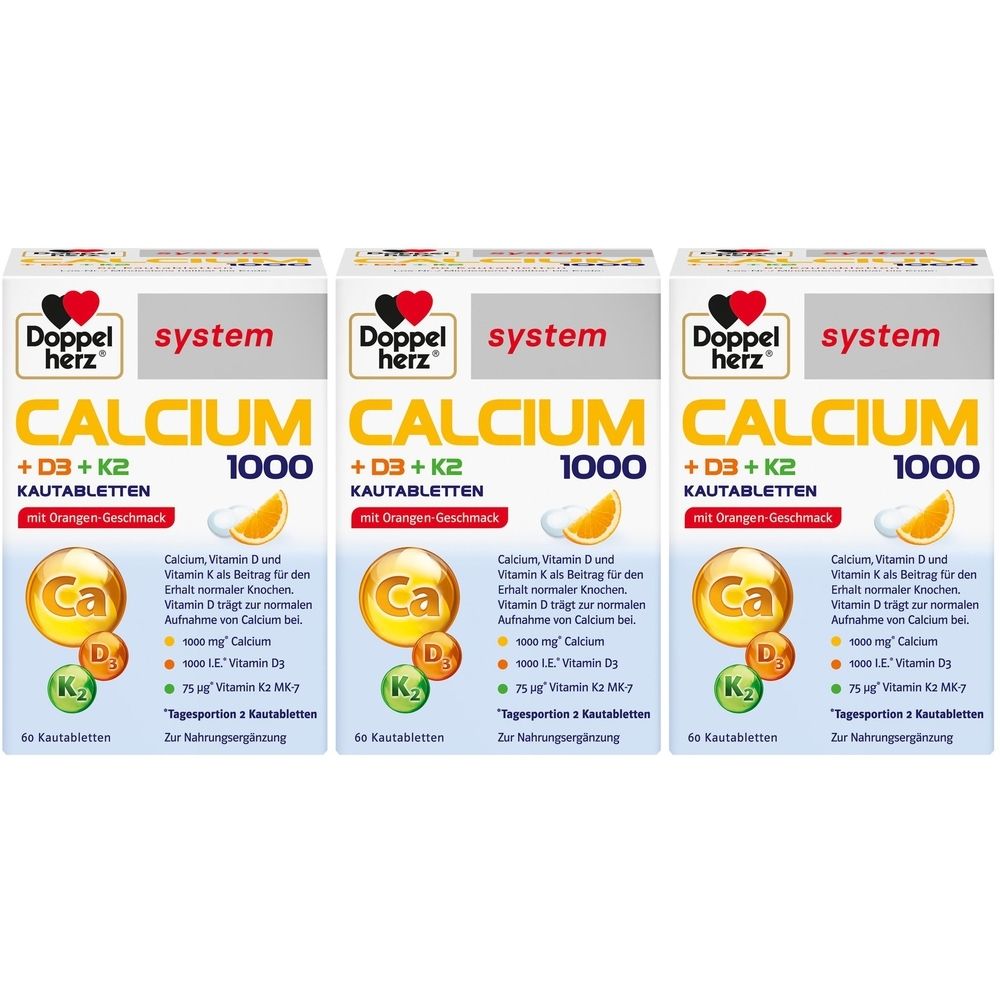 Doppelherz® Calcium 1000 D3 + K2, 180 capsules