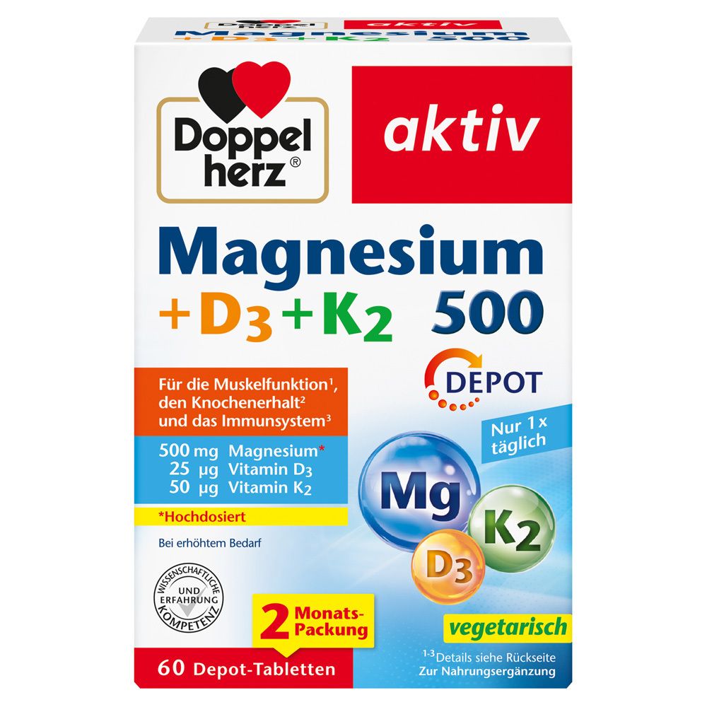 Doppelherz Magnesium + D3 + K2 500