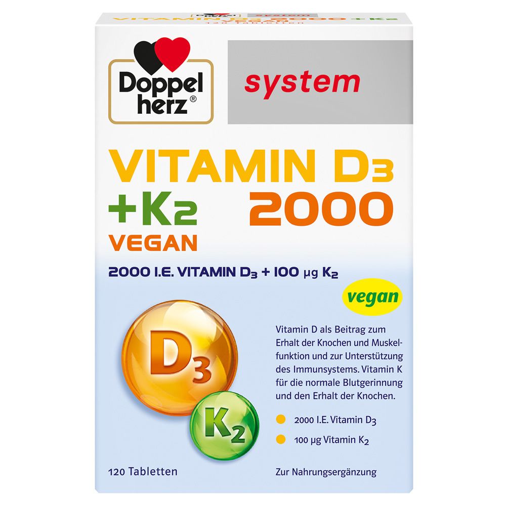 Doppelherz System Vitamin D3 + K2 2000 vegan