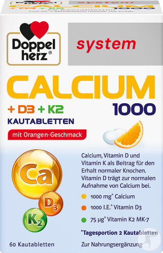Doppelherz System Calcium 1000 + D3 + K2 Chewable Tablets 60 tablets