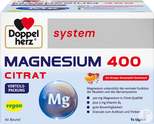 Doppelherz System Magnesium 400 Citrate Granules 60 Sachets