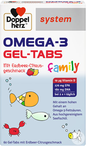 Doppelherz System Omega-3 Gel-Tabs Family Strawberry-Lemon 60 pieces