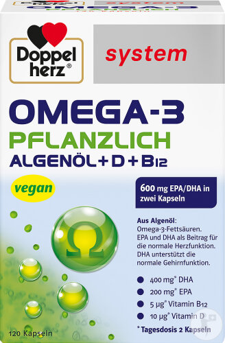 Doppelherz System Omega-3 Plant-Based Capsules, 120 count