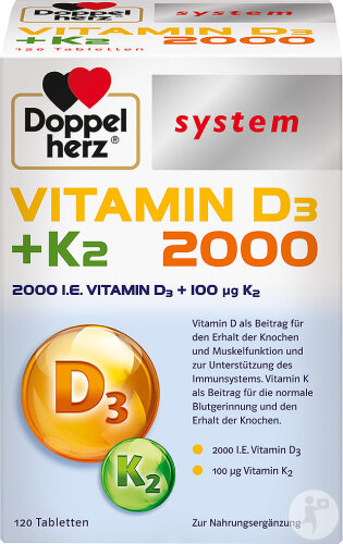 Doppelherz System Vitamin D3 2000 + K2 120 tablets