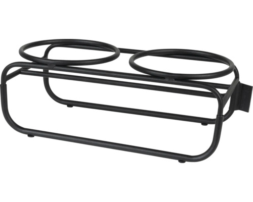 Double bowl stand District 70 - BUTLER - Dog - S Black Stainless Steel approx. 33 x 16 x 12 cm, without bowls, matching Bamboo bowls available