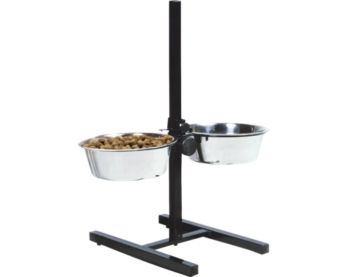 Karlie Otis Plus double bowl stand, height adjustable up to 60 cm with two stainless steel bowls, each 2500 ml