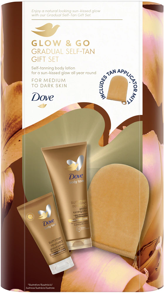 Dove Glow & Go Gradual Self-Tan Gift Set Tanning Set for Women