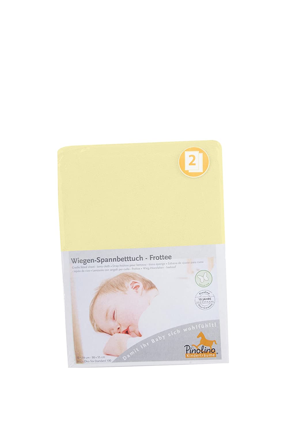 Pinolino 540064 4D Twin Pack Fitted Sheet for Cradle