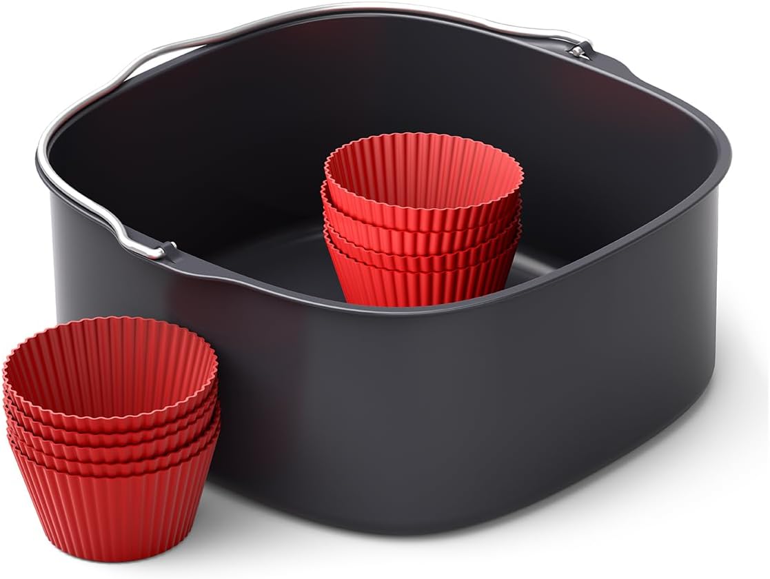 Philips Domestic Appliances Philips Airfryer Accessories Baking Set XXL, Non-Stick Baking Tray, with 9 Silicone Muffins, Dishwasher Safe, Recipe App, Black (HD9957/00)