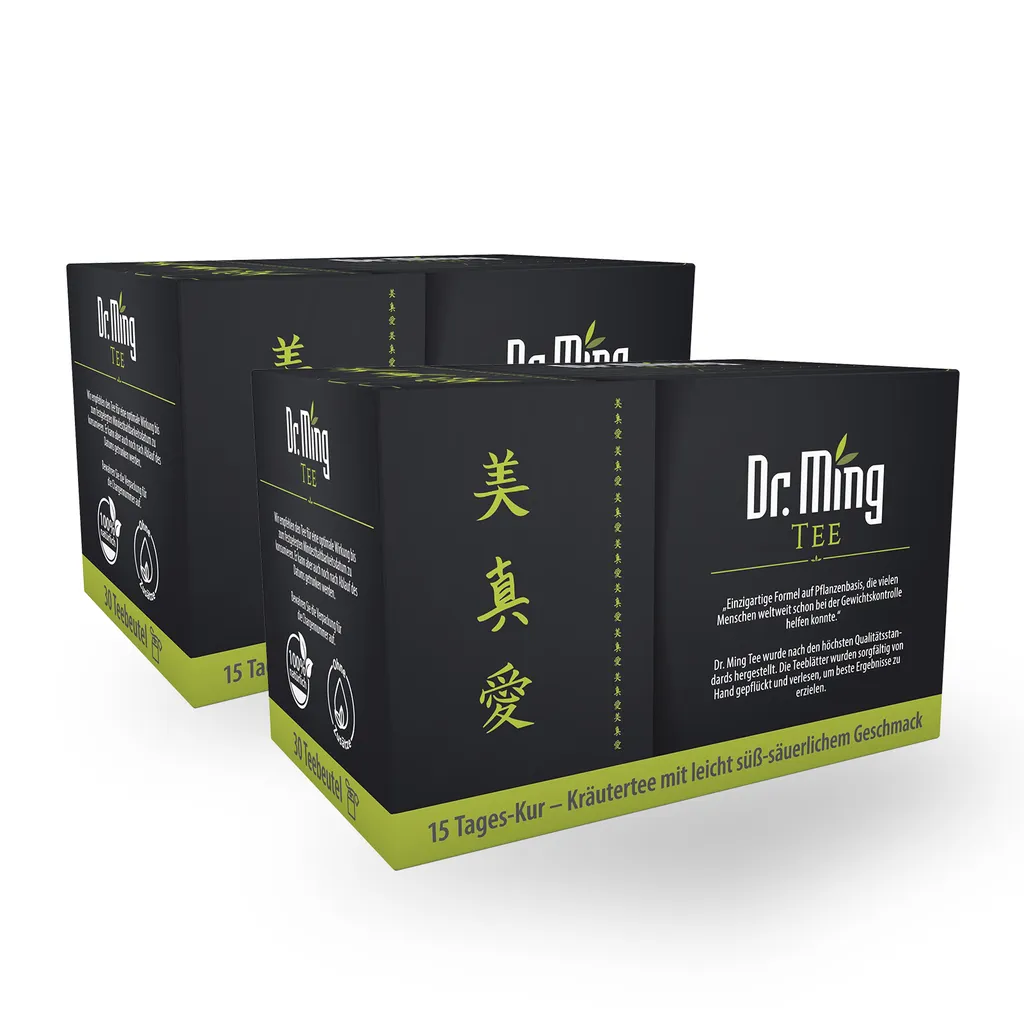Genius Dr. MING Tea 2-pack, Green Tea with Lemongrass, Bitter Orange and Cardamom, 60 Tea Bags, 100% Natural 0.2g