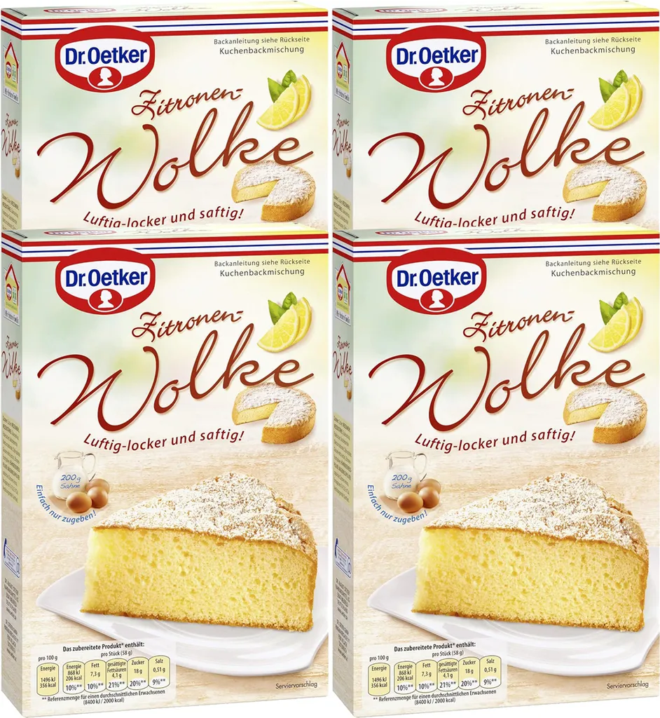Mega Paradise Dr. Oetker Baking Mix Cloud Lemon Cake Airy 430g 4-pack
