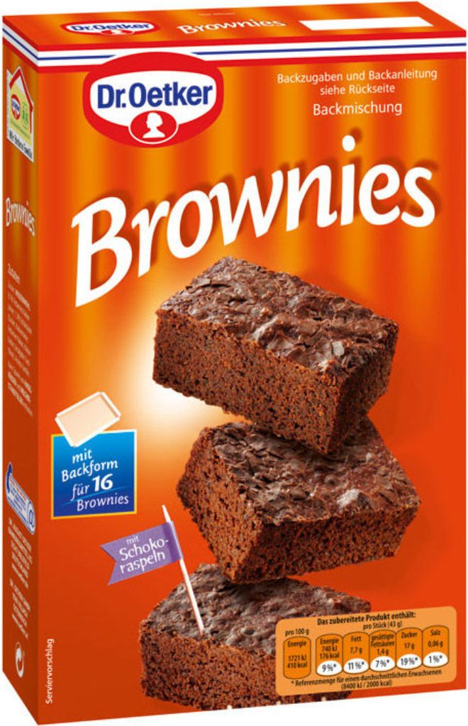 Mega-Paradies Dr. Oetker Brownies Baking Mix with Baking Pan for 16 Brownies 456g