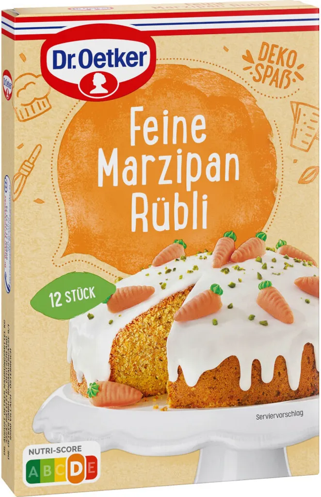 Mega-Paradies Dr. Oetker Fine Marzipan Carrot Cake Decorations 12 pieces 42g 4-pack 504g