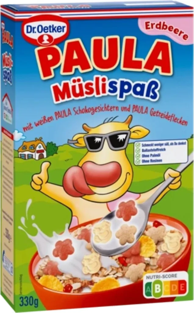 Mega-Paradies Dr. Oetker Paula Muesli Fun Cereal Flakes with Chocolate Faces 330g