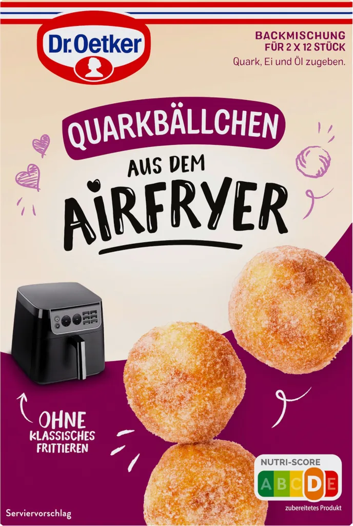 Mega-Paradies Dr. Oetker Quark Balls from the Airfryer Baking Mix Pack 420g