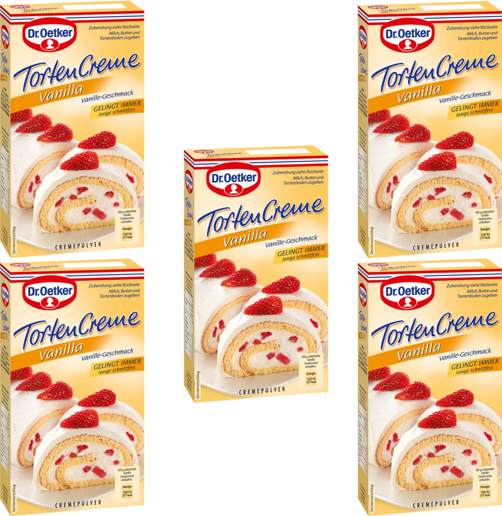 Mega Paradise Dr. Oetker Vanilla Cream Cakes, guaranteed to succeed, firm to slice, 140g, pack of 5