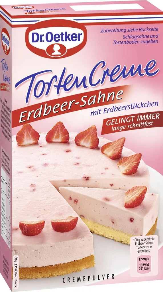 Mega Paradise Dr. Oetker Strawberry Cream Cake Cream with Strawberry Pieces 70g