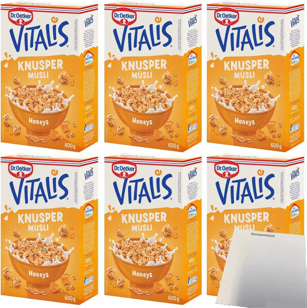 Dr. Oetker Vitalis Crunchy Muesli Honeys 6-pack (6x600g pack) + usy Block