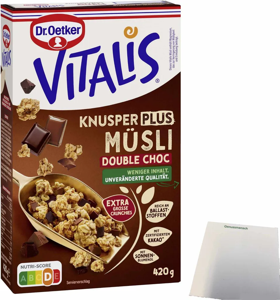 Dr.Oetker Vitalis Knusper Plus Muesli Double Choc (420g pack) + usy block