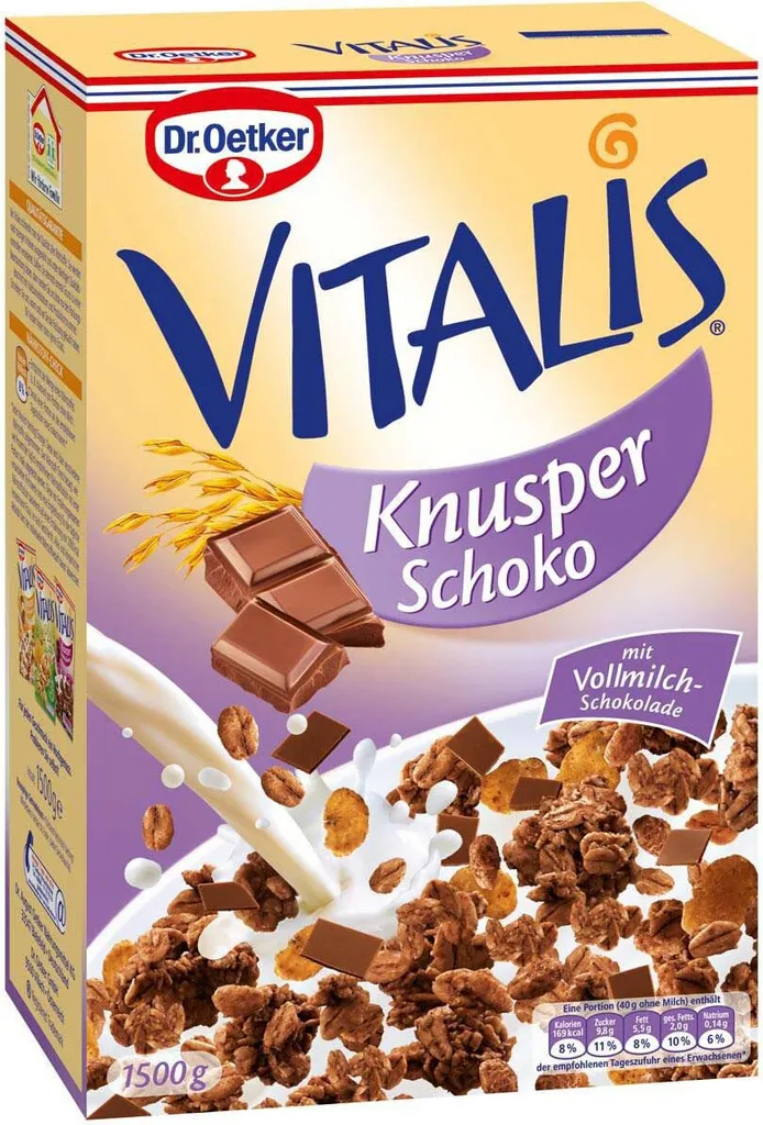 Mega-Paradies Dr. Oetker Vitalis Crunchy Chocolate Muesli with Milk Chocolate 1500g
