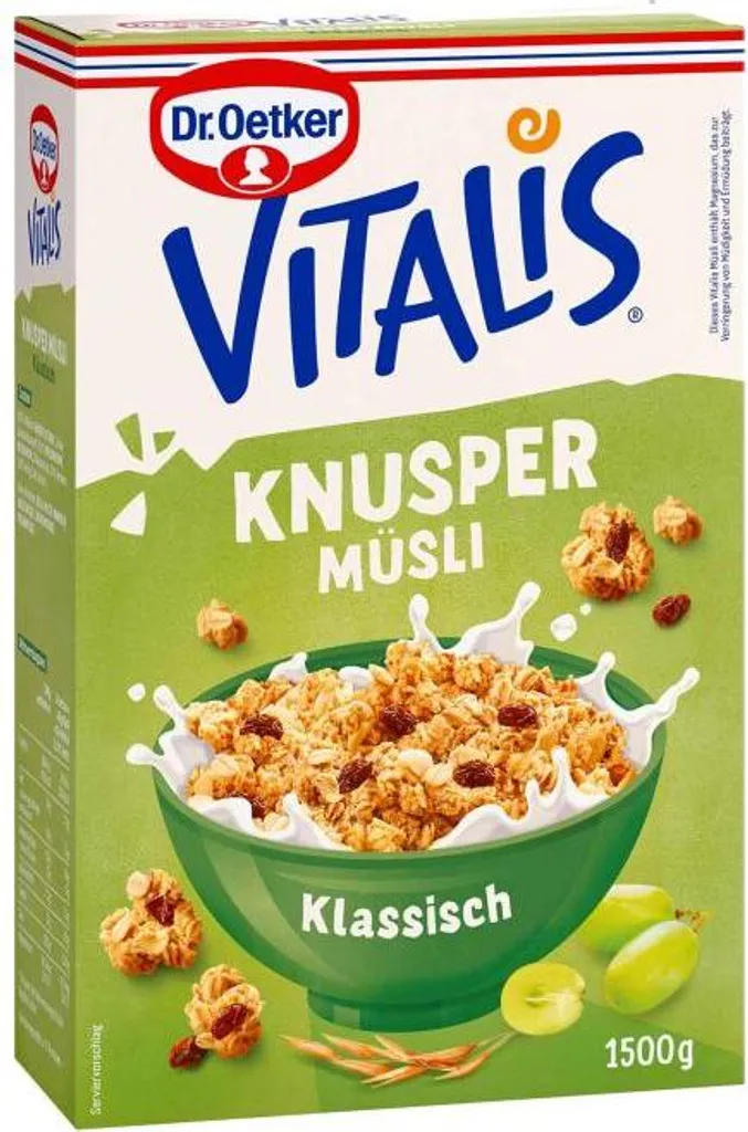 Mega-Paradies Dr. Oetker Vitalis Crunchy Muesli Classic 1.5kg – Crunchy Muesli with oats & grains