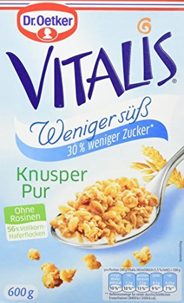 Dr. Oetker Vitalis Crunchy Muesli less sweet and less sugar 600g 5-pack