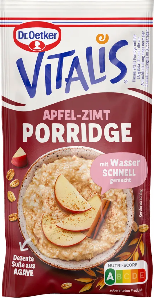 Mega-Paradies Dr. Oetker Vitalis Porridge Apple Cinnamon a warm oat meal 58g