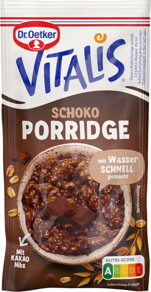Mega-Paradies Dr. Oetker Vitalis Porridge Chocolate a warm oat meal 61g