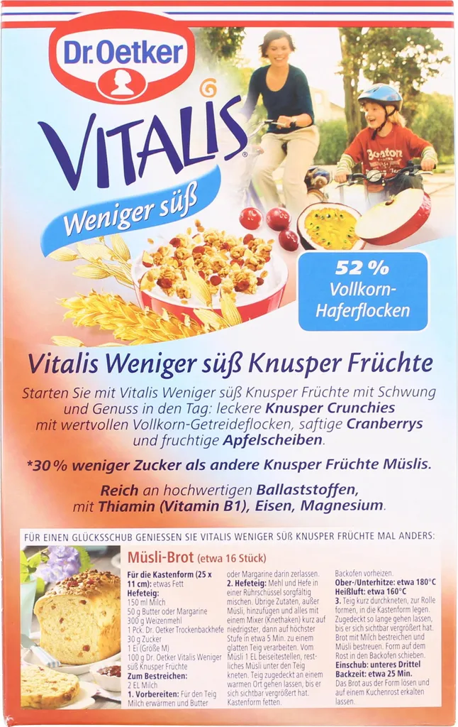 Mega-Paradies Dr. Oetker Vitalis Less Sweet Crunchy with Dried Fruits 500g