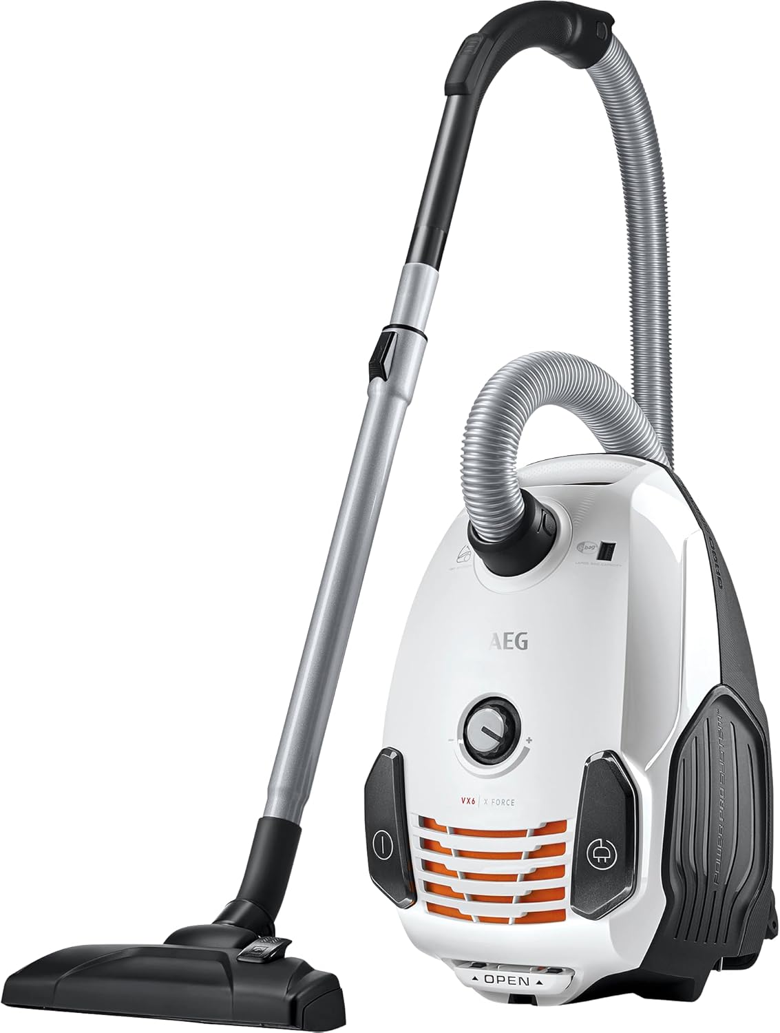 AEG Store AEG VX6-2-IW-5 vacuum cleaner with bag (360 ° rotatable wheels, including additional nozzles and dust bag, for hard and carpeted floors, 800 watts, 9 m radius of action, ergo handle, stepless rotary control, white)
