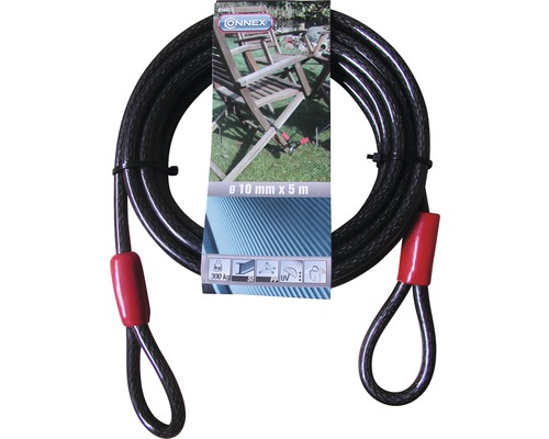 Connex Wire rope with loops Ø 10 mm 5 m steel black