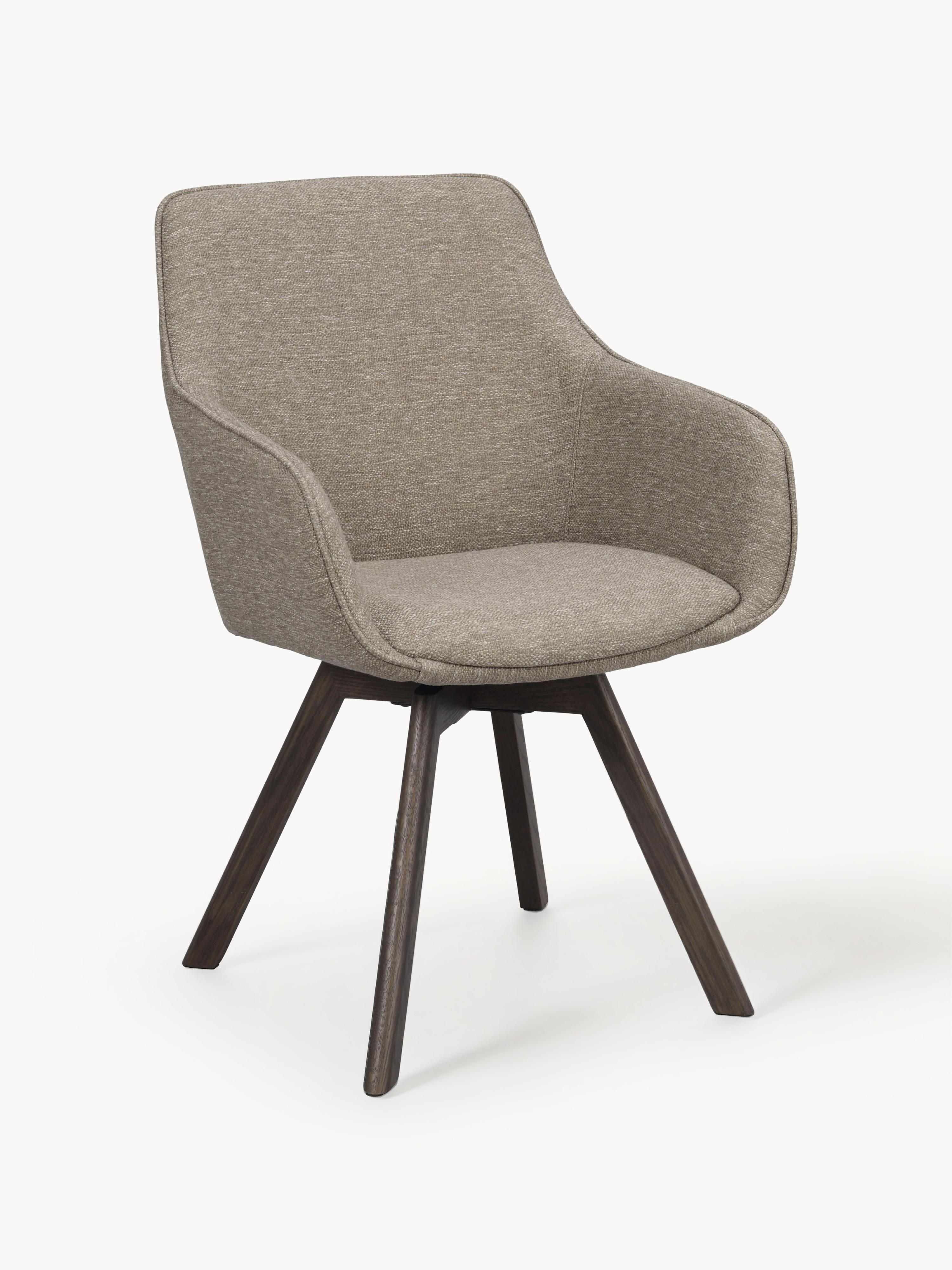Rowico Home Alison swivel armchairs, set of 2 - Woven fabric greige, dark oak wood